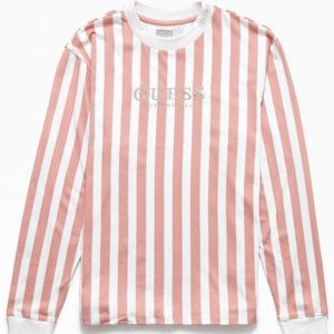 Guess logo striped long leeve t shirt